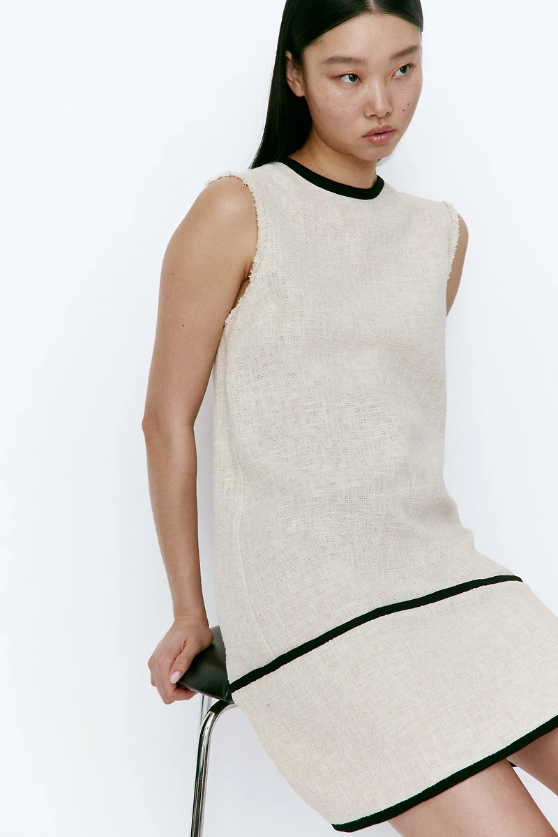 Linen-Blend Shift Dress