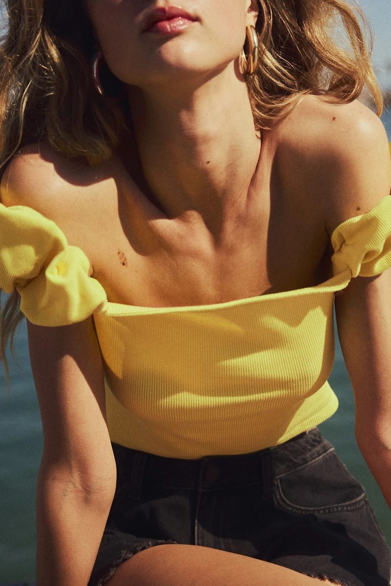Puff-Sleeved Off-the-Shoulder Top
