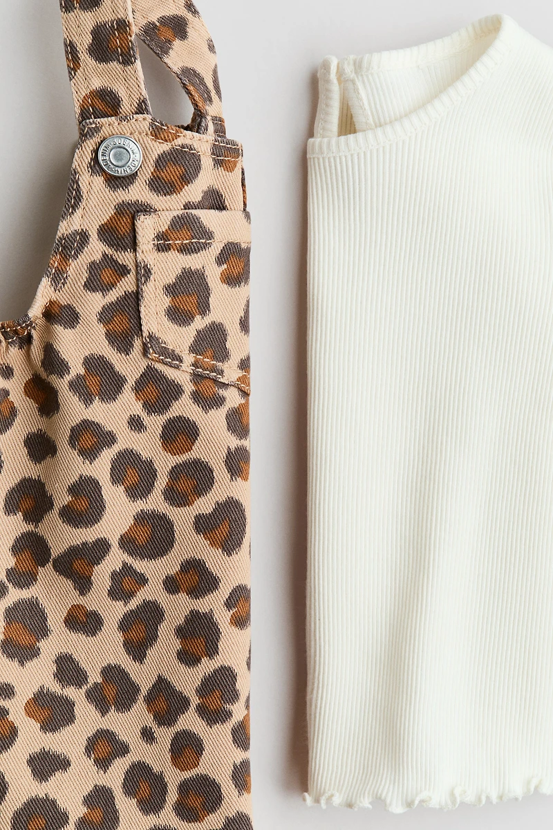 2-Piece Overall Dress and Top Set