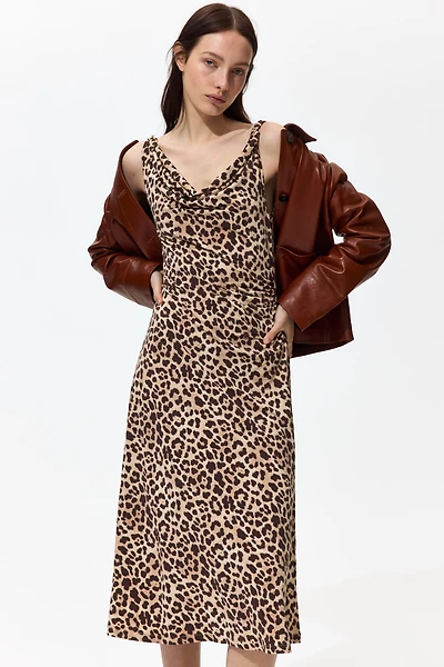 Cowl-Neck Jersey Dress