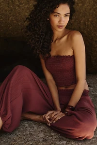 Haut tube de plage smocké