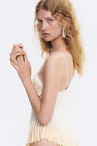 Flounced Pointelle-Knit Top