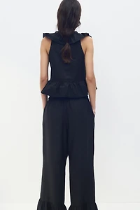 Ruffle-Trimmed Drawstring Pants