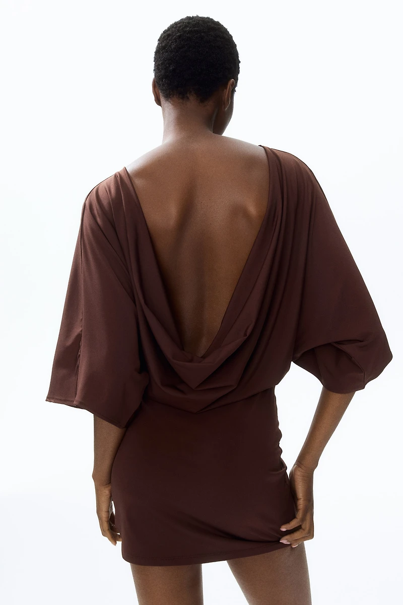 Cape-Sleeved Low-Back Dress