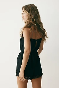Lace-Trimmed Pajama Romper