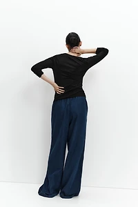MAMA Wide-Leg Paper-Bag Pants