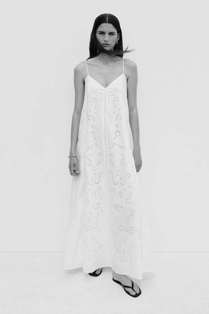 Cotton Dress with Eyelet Embroidery