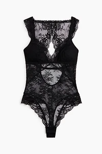 Padded-Cup Lace Thong Bodysuit