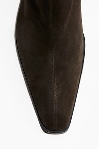 Heeled Suede Sock Boots