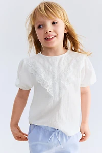 Lace-Detail Cotton Blouse