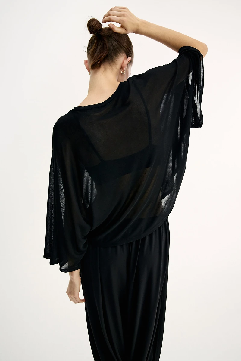 Batwing-Sleeved Jersey Top
