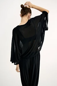 Batwing-Sleeved Jersey Top