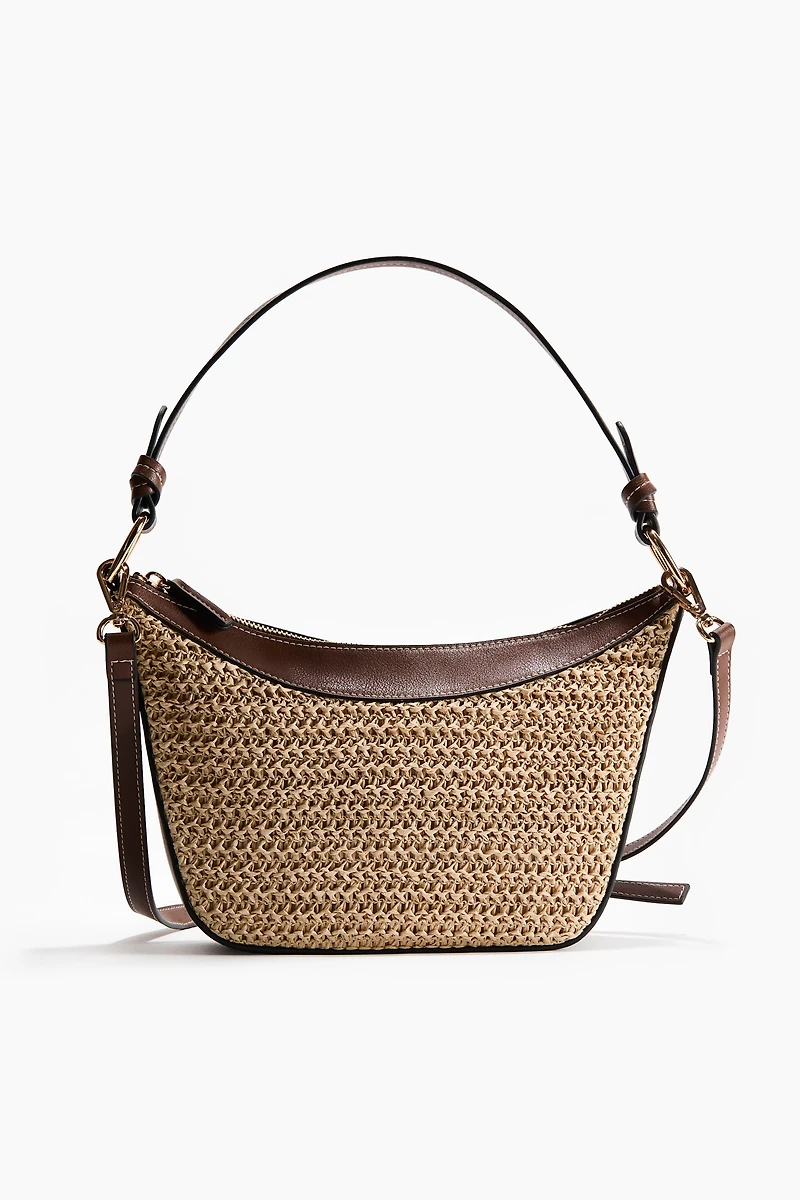 Straw-Detail Crossbody Bag