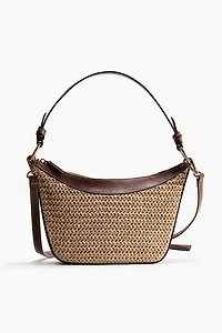 Straw-Detail Crossbody Bag
