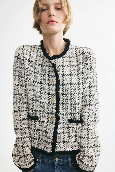 Bouclé-Knit Jacket with Fringe