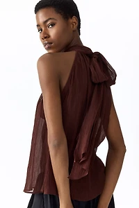 Scarf-Collar Chiffon Top