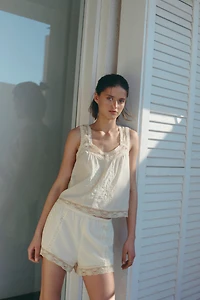 Short brodé en viscose mélangée
