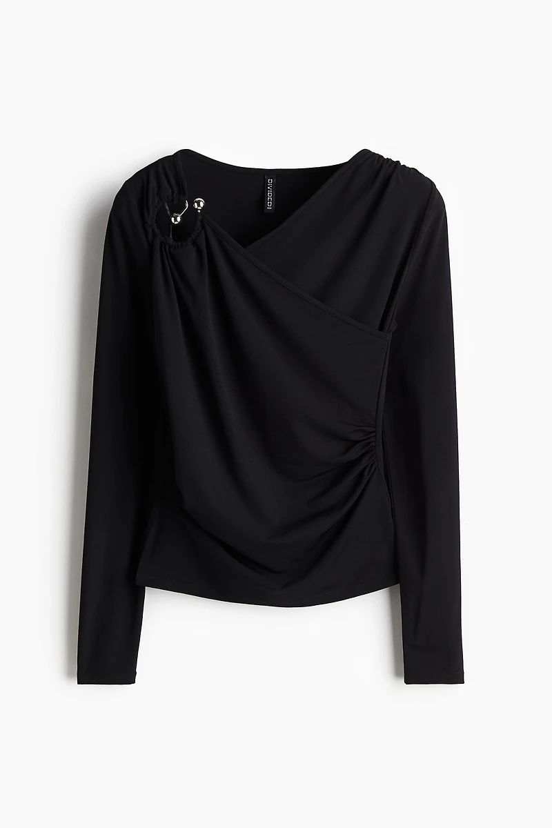 Draped-Detail Jersey Top