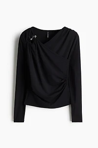 Draped-Detail Jersey Top