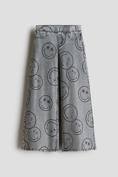 Wide-Leg Denim-Look Pants