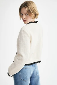 Bouclé-Knit Jacket with Fringe