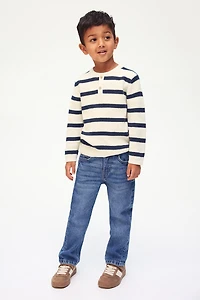 Waffle-knit Henley Sweater