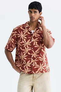 Chemise décontractée en coton à col cubain