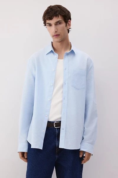 Regular-Fit Linen-Blend Shirt