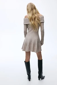 Rib-Knit Off-the-Shoulder Dress