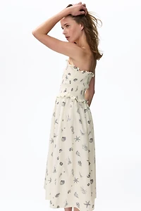 Smocked-Bodice Bandeau Dress