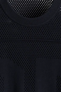Boxy Relaxed-Fit Open-Knit T-Shirt