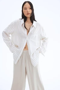 Wide-Leg Linen-Blend Pants