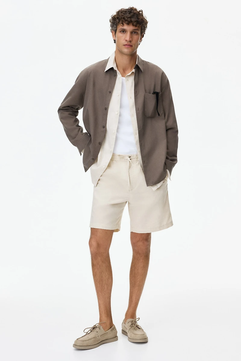 Regular-Fit Linen-Blend Shorts