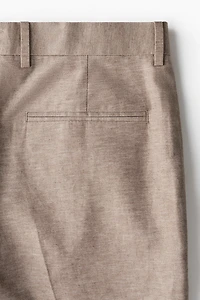 Pantalon habillé coupe classique en lin mélangé