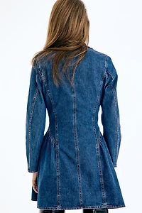 Flared-Skirt Denim Dress