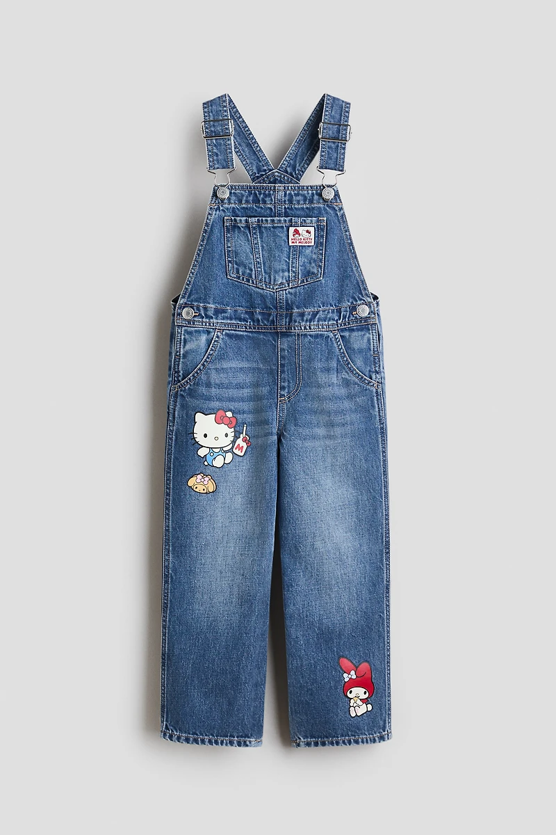 Printed Denim Overalls