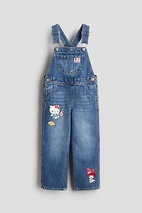 Printed Denim Overalls