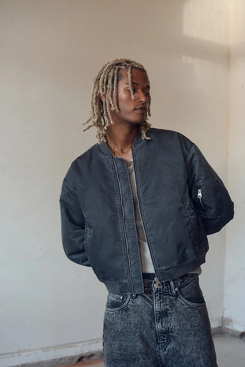 Blouson aviateur délavé Grande Taille