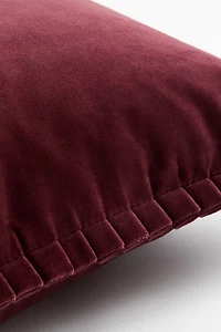 Housse de coussin en velours avec détail plissé