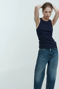 Ribbed Silk-Blend Tank Top