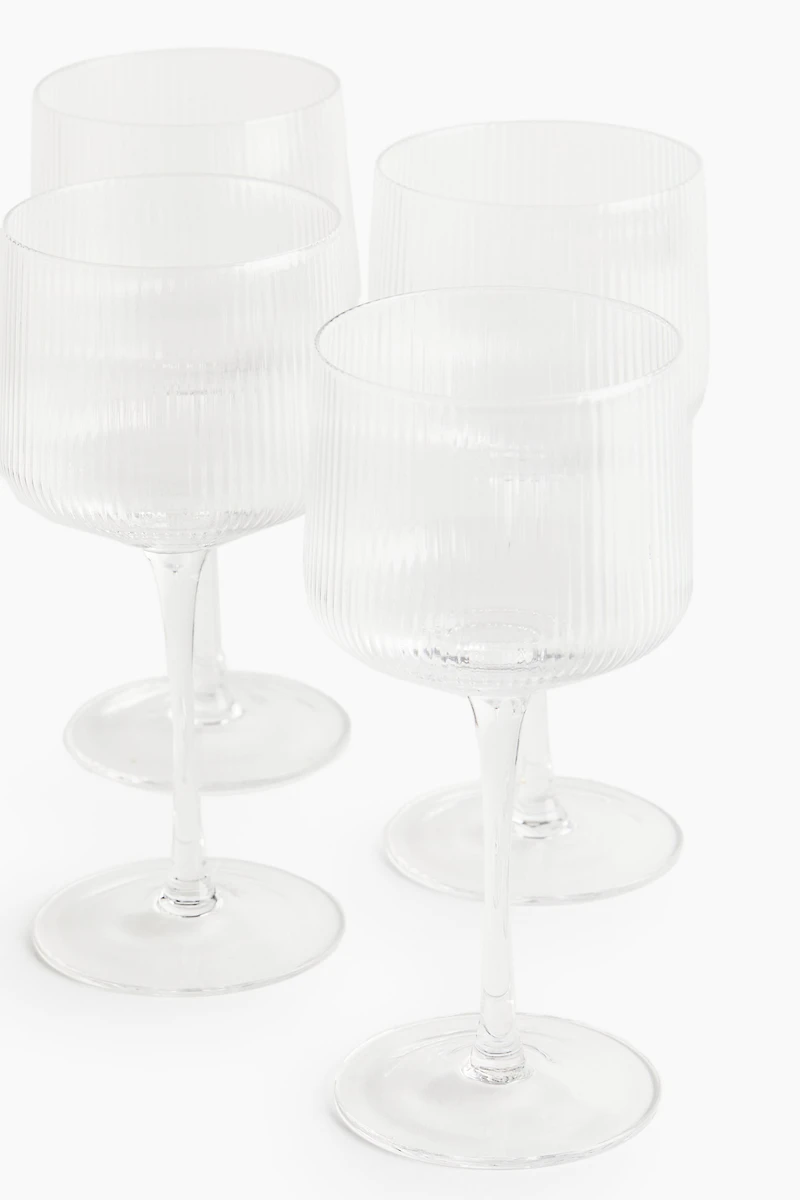 Lot de 4 verres à vin rainurés