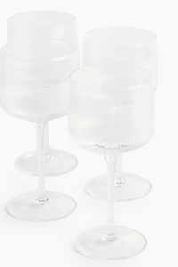 Lot de 4 verres à vin rainurés