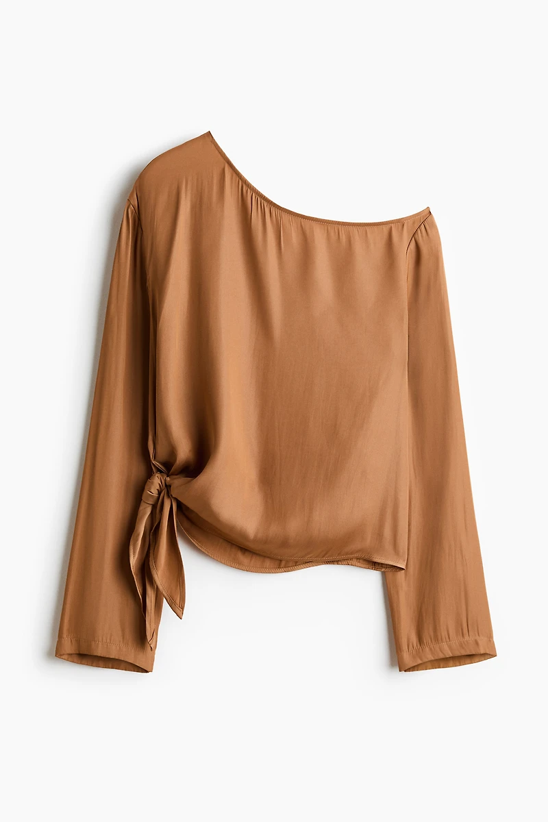 One-Shoulder Tie-Detail Top