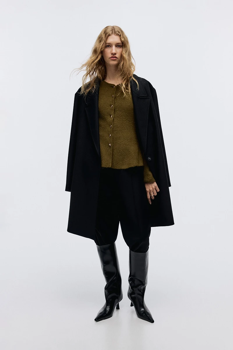 Rib-Knit Peplum Cardigan