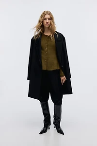 Rib-Knit Peplum Cardigan