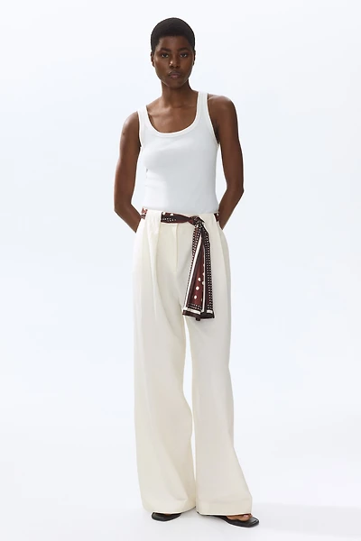 Linen-Blend Scarf-Detail Pants