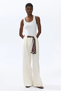 Linen-Blend Scarf-Detail Pants