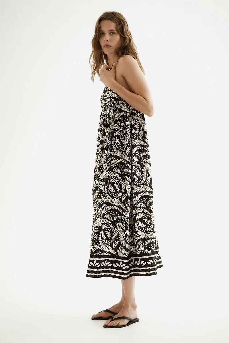 Tie-Shoulder-Strap Midi Dress