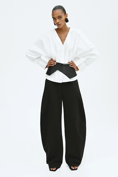 Tapered-Waist Cotton Blouse