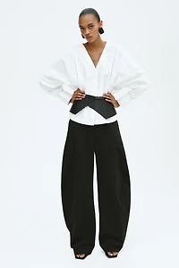 Tapered-Waist Cotton Blouse